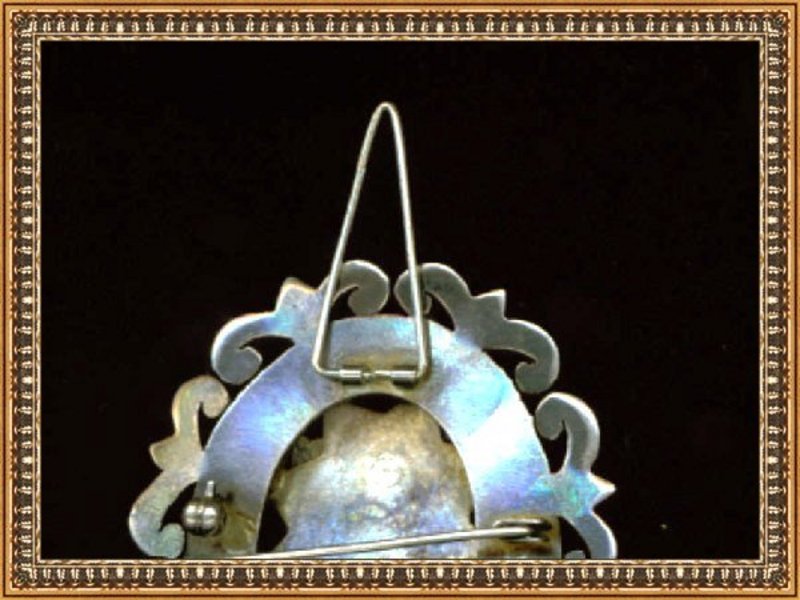 Vintage Pin Pendant Sterling 14K Pre Columbian Motif