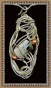 Signed Sterling Silver Studio Sculpture Necklace Moonstone Pearls