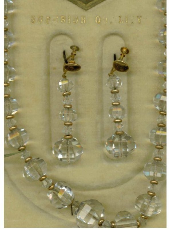 Vintage Deco Demi &quot;Genuine Rock Crystal&quot; Box Earrings