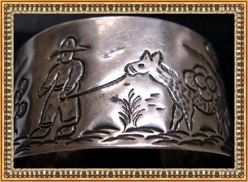 Sanborns Mexican Sterling Silver Cuff Mexico Figural