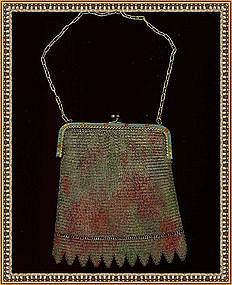 Vintage Multi Color Mesh Purse Blue Red Enamel Frame