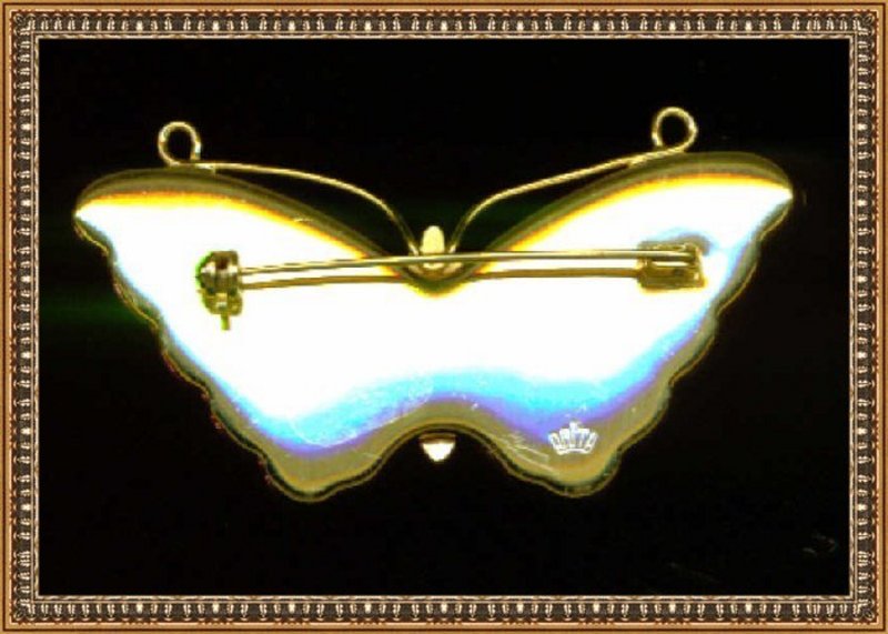 Signed Amita Damascene Butterfly Pin Brooch