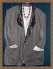 Linen Taupe Jacket Blazer Embellished Fabric Fiber Art