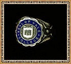 Yale Sterling Ring Blue Enamel Lux & Veritas