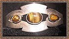 Vintage Mexican Sterling Silver Cuff Tiger Eye Cabs Assay 3
