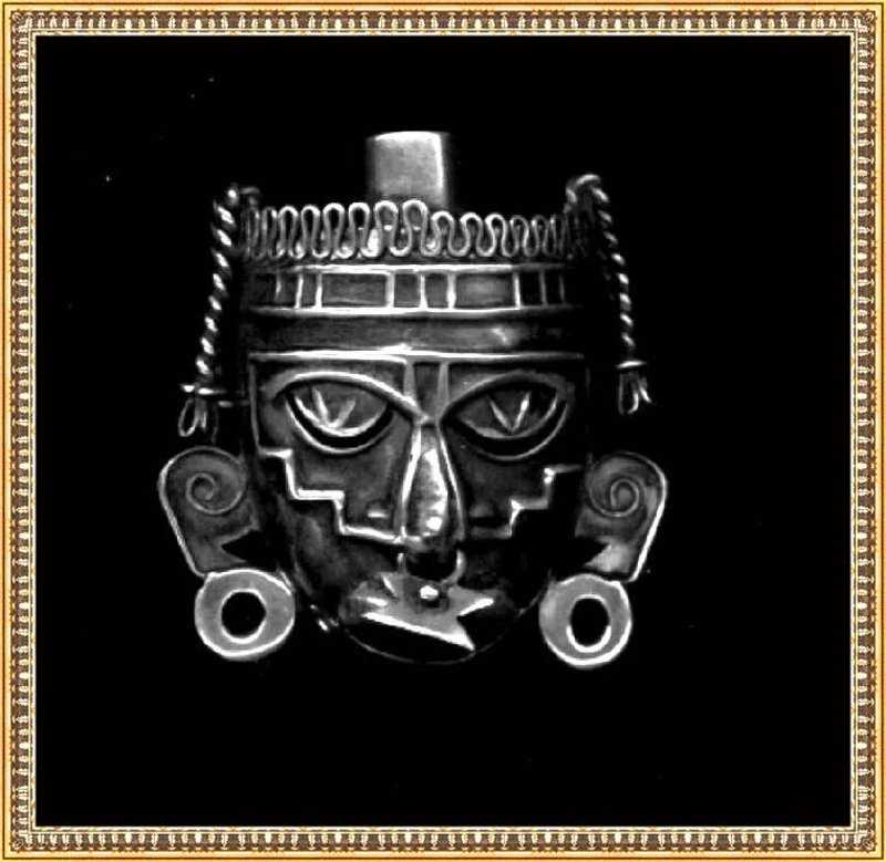 Vintage &quot;Hecho en Mexico&quot; Ethnographic Pin Maya Mask