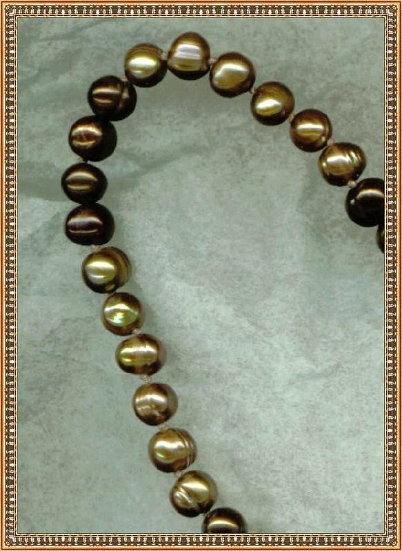 Signed Set Brown Pearls Earrings Pendant