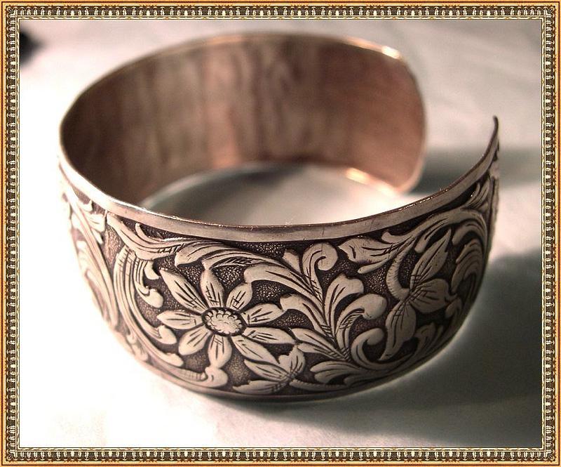 Vintage Beau Sterling Cuff Ornate Victorian Look