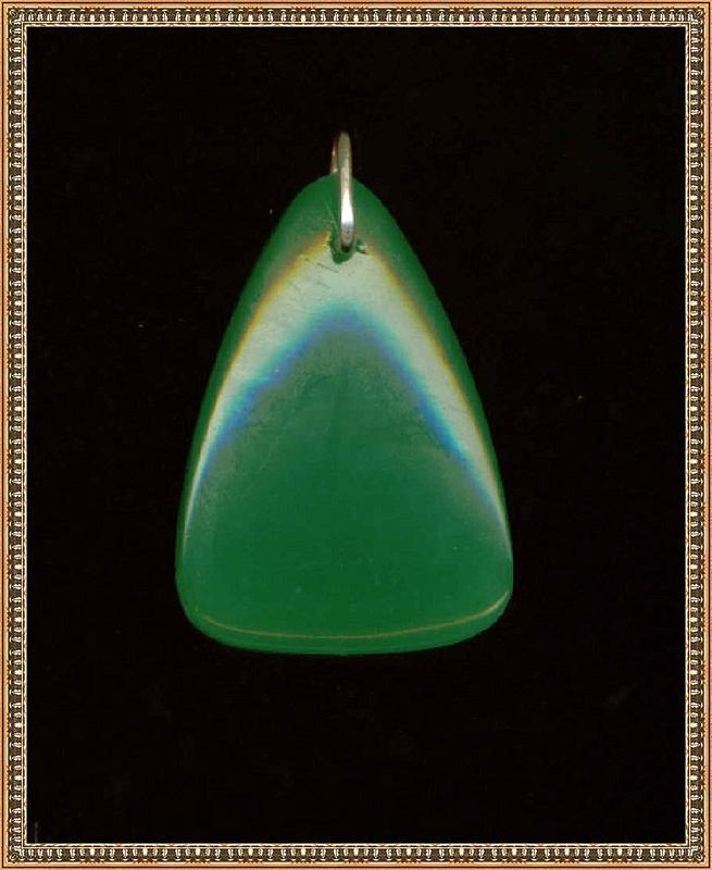 Vintage Antique Green Art Glass Pendant Molded Lilly
