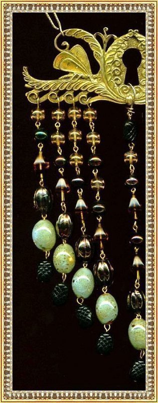 Brass Bib Art Glass Escutcheon Butterfly Necklace