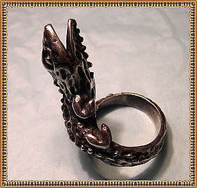 Vintage Mexican Sterling Silver Ring Lizard Figural
