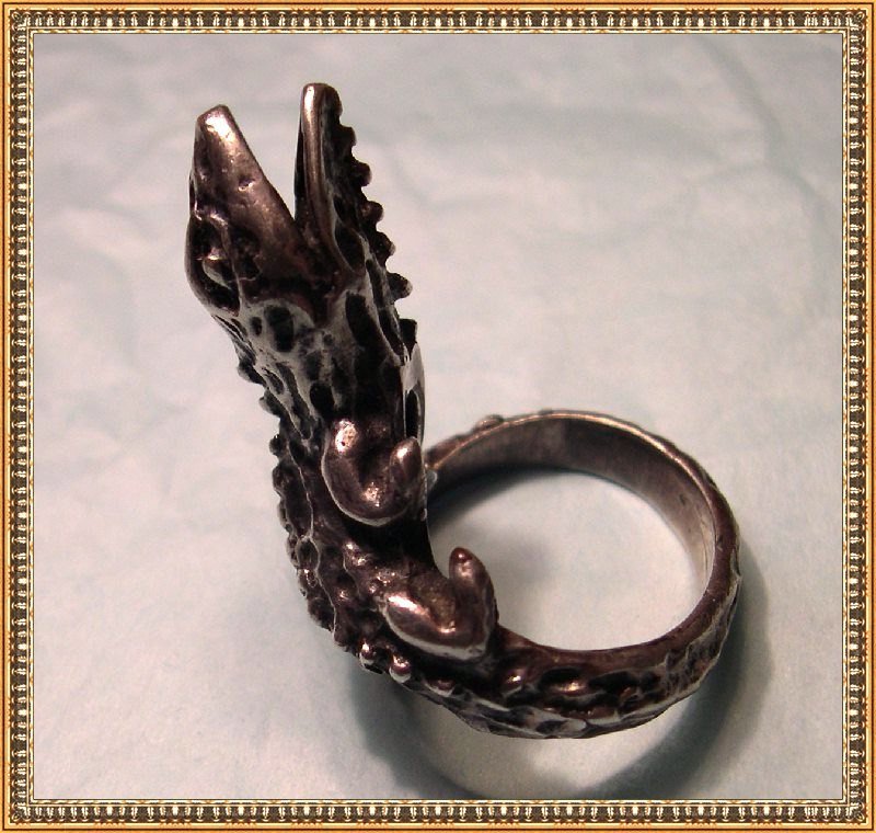 Vintage Mexican Sterling Silver Ring Lizard Figural