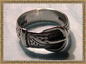 Vintage Sterling Silver Buckle Ring "P & FJ" Hallmarks