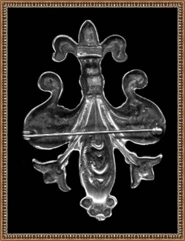 Unsigned Nouveau Fleur-de-Lis Sterling Pin