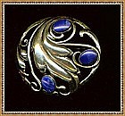 Vintage Sterling Silver Lapis Pin Swirl Leaf Unsigned