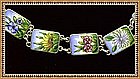 Vintage Hand Painted Enamel Ceramic Bracelet Flowers