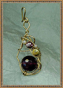 Pendant Amethyst Pearls Opals Rolled Gold