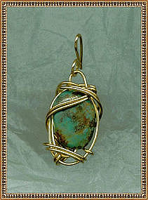 Pendant Large Turquoise 14K Rolled Gold Charm