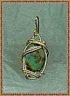 Pendant Large Turquoise 14K Rolled Gold Charm
