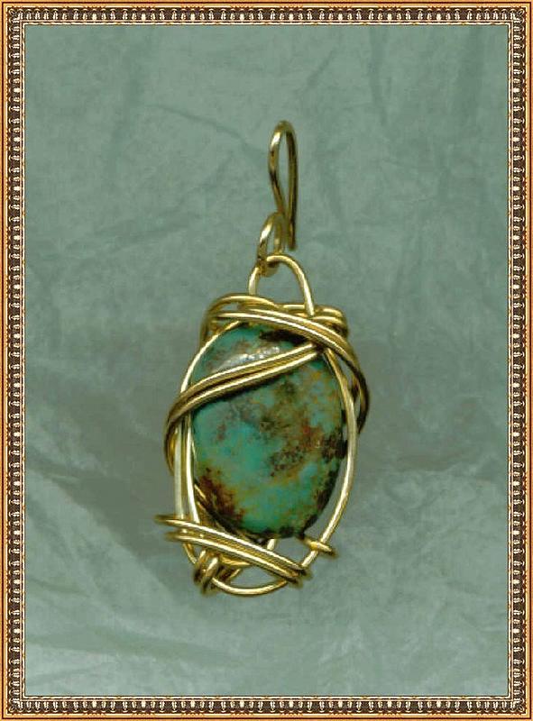 Pendant Large Turquoise 14K Rolled Gold Charm
