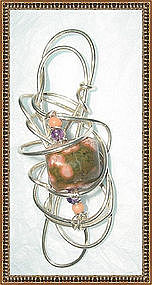 Artist Signed Sterling Abstract Pendant Jasper Coral