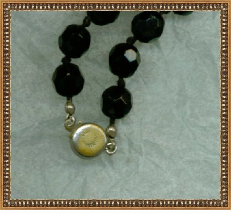 Vintage Black Glass Beads Necklace 5ft  60&quot; Knotted &quot;Jet&quot; Rope