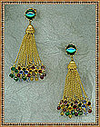 Vintage Miriam Haskell Earrings Multi Chain Swarovski