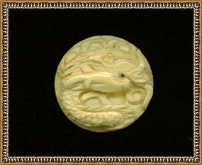 Vintage Antique Carved Ivory Button Dragon Scales
