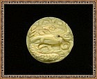 Vintage Antique Carved Ivory Button Dragon Scales