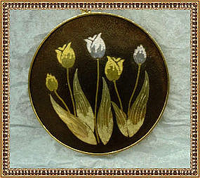 Amita Necklace Pendant Tulip Tri Color Mixed Damascene
