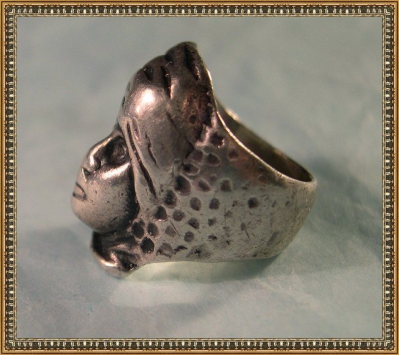 Vintage Signed G. Cini Sterling Silver Ring Turban Man