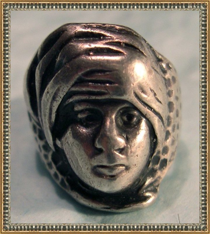 Vintage Signed G. Cini Sterling Silver Ring Turban Man