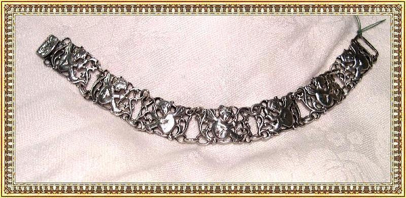 Vintage Cini Sterling Boston Bracelet Nouveau Motif