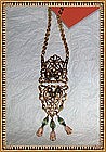 24K GP Antiqued Necklace Filigree Crystal