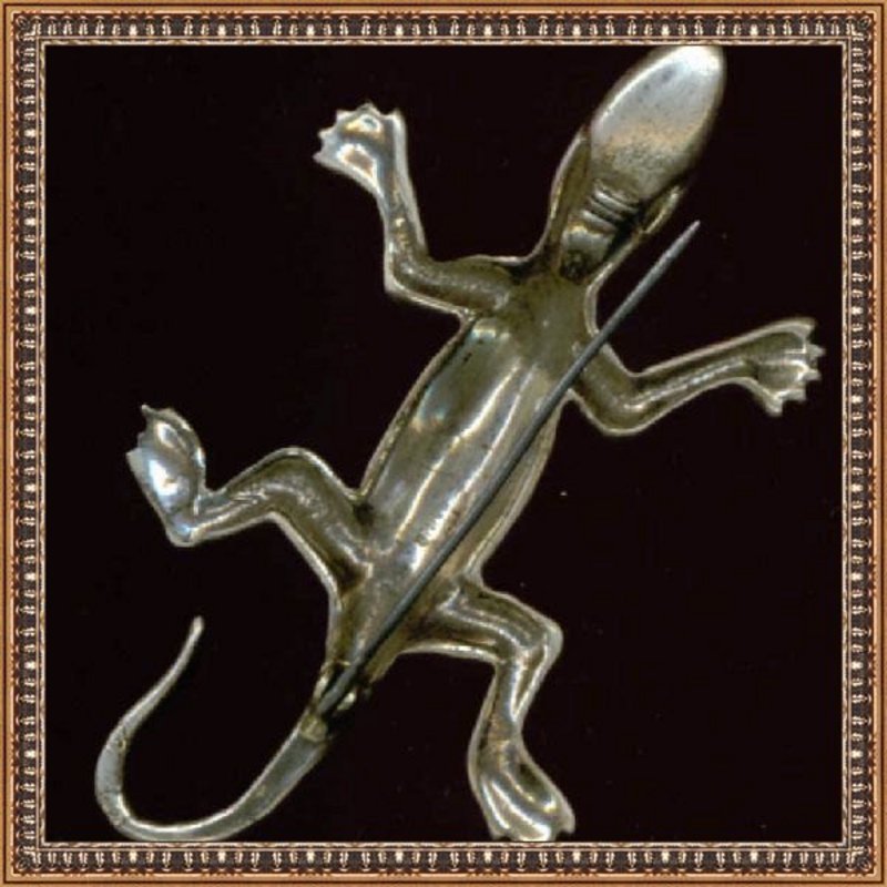 Vintage Sterling Silver Pin Brooch Figural Lizard Reptile Gekko