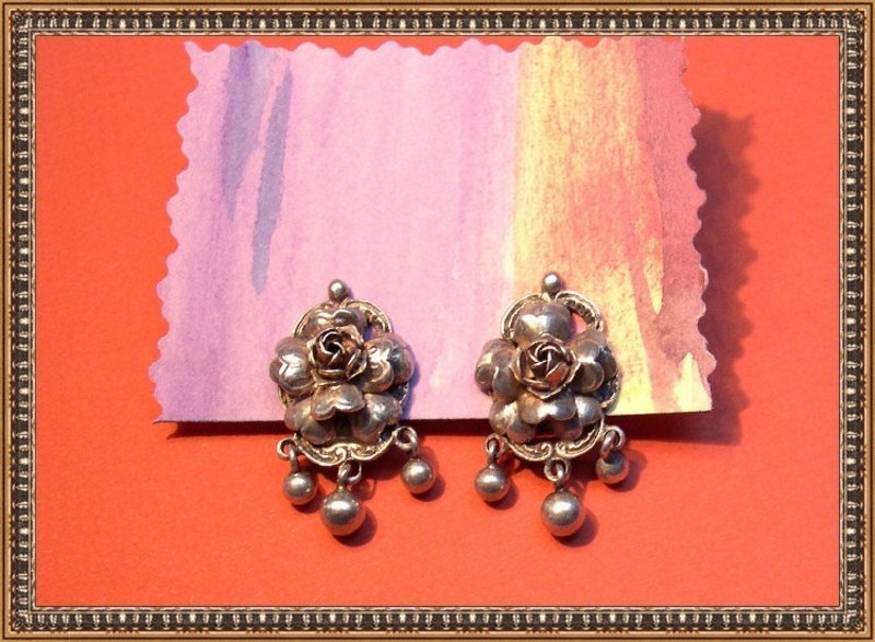 Vintage Peruzzi 800 Florence Italy Silver Ear Clips