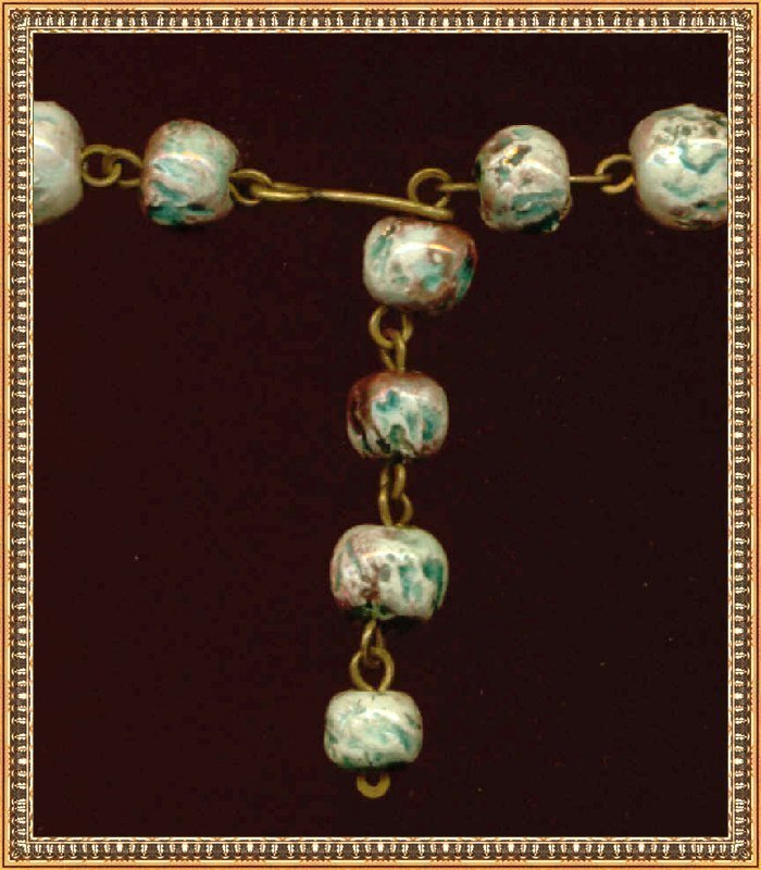 Vintage Arts Modernist Necklace Metal Pectoral Bib Ceramic Beads