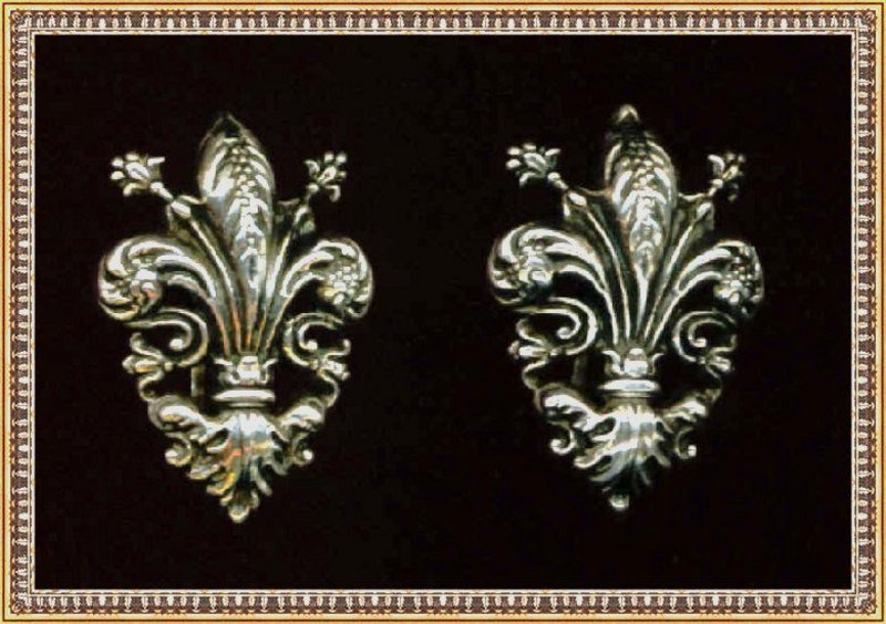 Vintage Designer Sterling Earring Clips Fleur de Lis