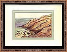 Signed Painting of Maine Coast Watercolor