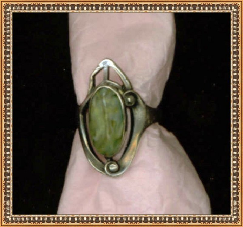 Quintessential Arts Crafts Sterling Silver Ring Green