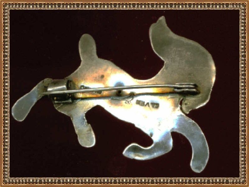 Vintage Mexico Silver Goat Pin Pheasant Bird Mark