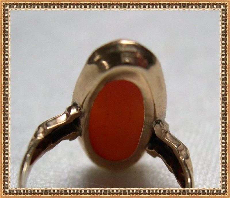 Vintage 15K Gold Ring Cameo Oval Sweet Profile Carved