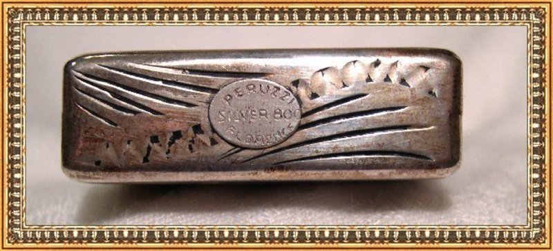 Vintage Zippo Lighter 800 Silver Peruzzi Chased Case
