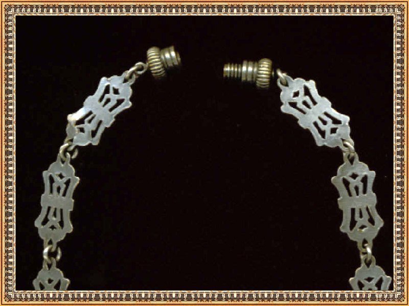 Vintage Silver Necklace Lapis Glass Barrel Clasp