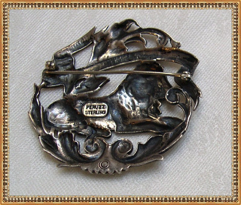 Vintage Peruzzi Sterling Silver Pin Brooch Lion Boston