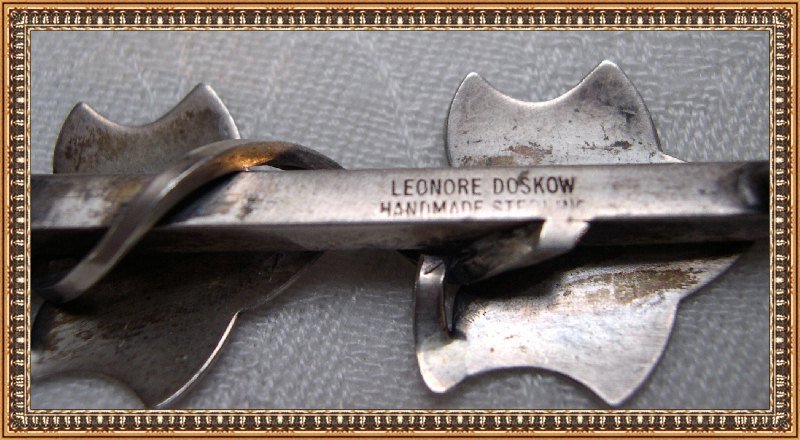 Vintage Modernist Leonore Doskow Sterling 2 Leaf Pin