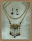 Necklace Earring Set Iridescent Blue Aqua Glass Beads