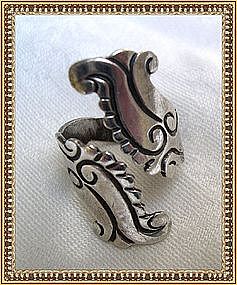 Hecho en Mexico Taxco Sterling Silver Ring Fish Wrap