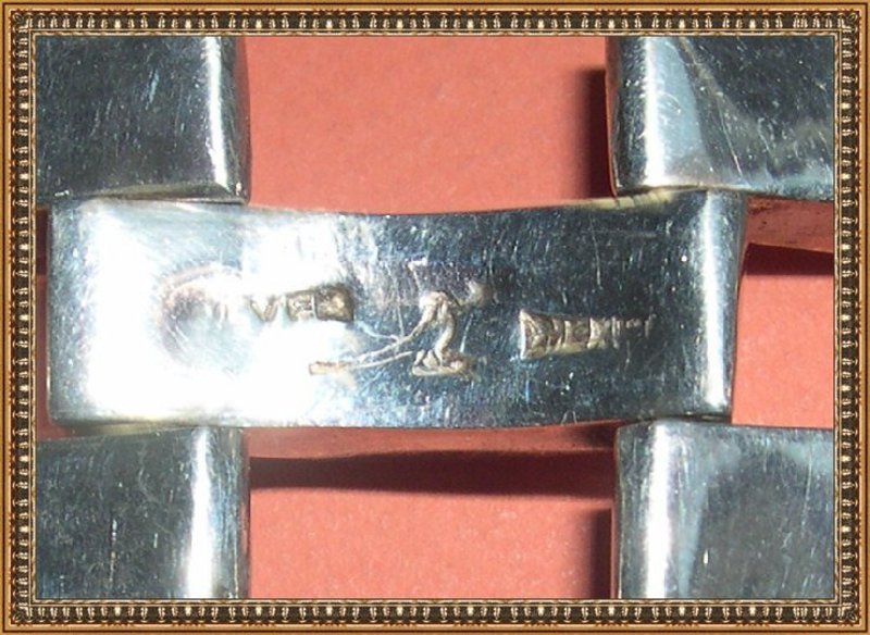 Vintage Mexico Silver Signed Bracelet Odd Pheasant Mark