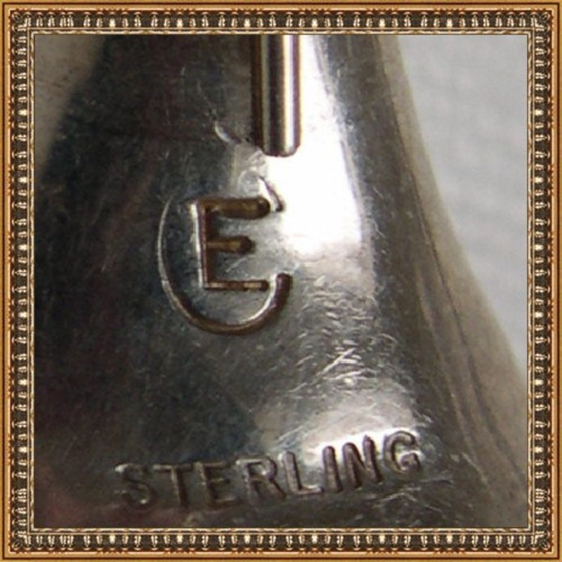 Vintage Signed Sterling Trumpet Pendant Earrings
